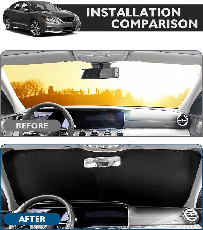 BIBLOZ Car Windshield Sun Shade for Nissan Altima 2013-2018, S, SR, SV, SL Accessories Foldable Car Sunshade Front Windshield Sun Visor PET Reflective Material