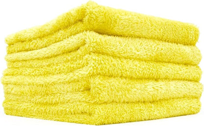 The Rag Company - Eagle Edgeless 350 (5-Pack) Professional Korean 70/30 Blend Super Plush Microfiber Detailing Towels, 350GSM, 16in x 16in, Yellow