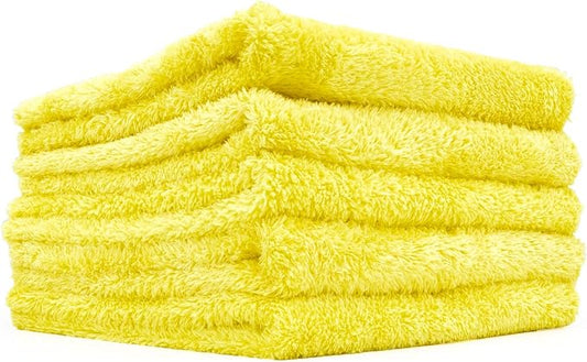 The Rag Company - Eagle Edgeless 350 (5-Pack) Professional Korean 70/30 Blend Super Plush Microfiber Detailing Towels, 350GSM, 16in x 16in, Yellow