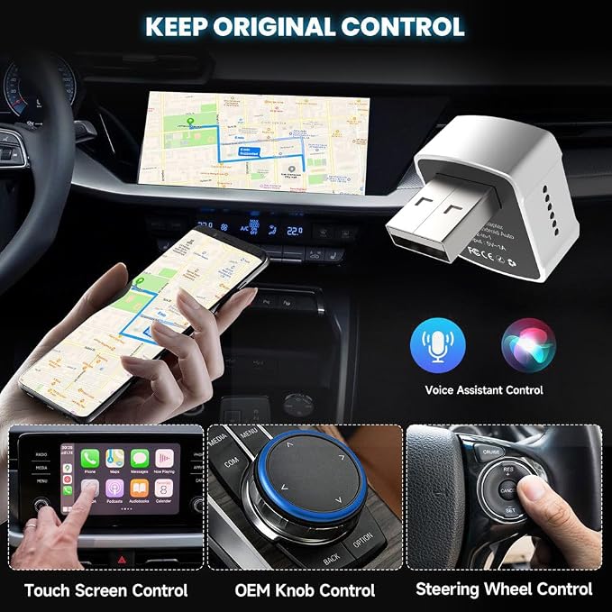 Wireless CarPlay Adapter & Android Auto (2-in-1) - Mini USB/USB-C Adapter Converts Wired to Wireless, Plug & Play, Stable Lag-Free for iPhone & Android (2026 Upgraded)