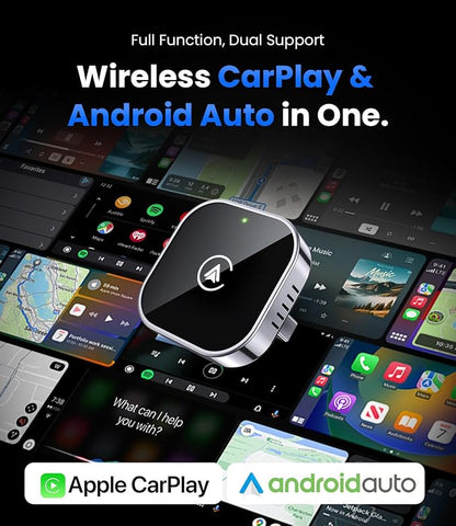 Teeran 2 in 1 Wireless CarPlay and Android Auto Adapter, Easy Setup Plug and Play, Fast Seamless Use Supports 1000+ Cars with Built-in Wired Car Play/Android Auto Compact Sleek Design Car Adapter