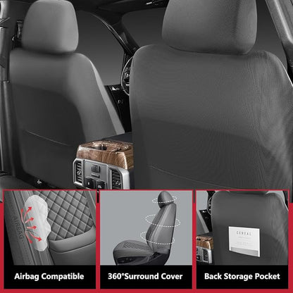 Ram 1500 Seat Covers 2019-2026 Full Set, Truck Interior Sets with Lumbar Support Custom Fit for Dodge Ram 1500/2500/3500 Crew/Mega Cab with Rear Flat Bench, Gray
