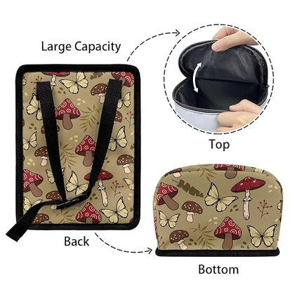 Talayituse Mushroom Butterfly Print Car Trash Can with Lid, Leak Proof Auto Trash Bag Hanging Vehicle Garbage Can Multipurpose Storage Container for Back Seat Road Trip