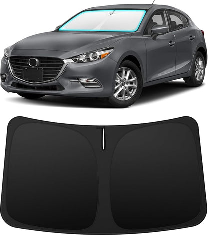 INSAUTO Custom Fit Windshield Sun Shade Accessories for Mazda 3 2014-2018, Foldable Front Window Sunshade, UV & Heat Reflector, Keeps Interior Cool, Includes Storage Bag