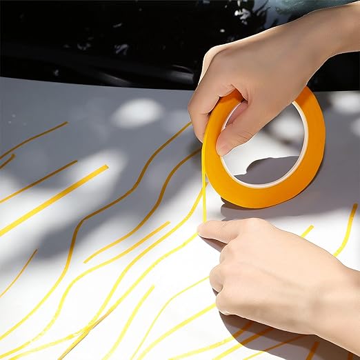 Epakh 4 Pack Painters Tape, Pinstripe Masking Tapes in 1/16, 1/8, 1/4 and 1/2 Inch Wide Suitable for Multi-Surface Automotive DIY Painting Labeling Arts Crafts Car Spray General Purpose(Yellow,52 yd)