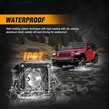 Auxbeam FA Series 3 Inch LED Cubes with DRL 2 Modes Spot Beam Offroad Lights 20W Driving Spotlights A-Pillar Ditch Lights for 4x4 Truck Car ATV Motorcycle, Pair