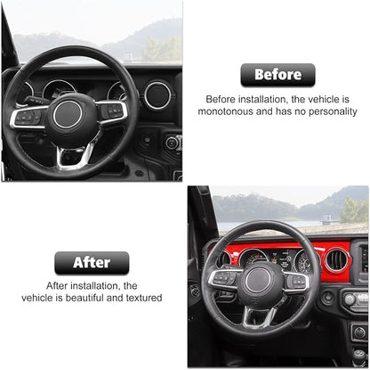 RT-TCZ Center Console Trim Cover Dashboard Control Panel Cover Decorative Interior Accessories for Jeep Wrangler JL JLU & Gladiator JT 2018-2023,Red