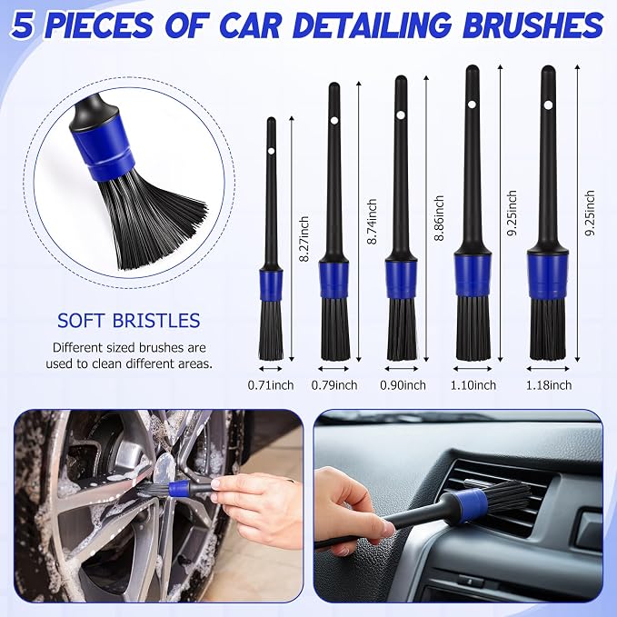 16 Pcs Windshield Cleaner Tool, Car Cleaning Kit with Various Detailing Brushes Set Spray Bottle Cleaner Towel Cleaning Gel Accessories Car Interior Detailing Kit for Windows Vents(Blue)