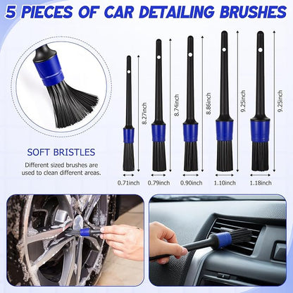 16 Pcs Windshield Cleaner Tool, Car Cleaning Kit with Various Detailing Brushes Set Spray Bottle Cleaner Towel Cleaning Gel Accessories Car Interior Detailing Kit for Windows Vents(Blue)