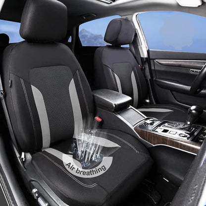 CAR PASS 3D Air Mesh Car Seat Covers Full Set, Breathable Sporty Rear Bench with Zipper for Armrest Box Universal Fit 95% Automotive SUV,Truck,Sedan Interior Cute Women Airbag Compatible, Black Gray