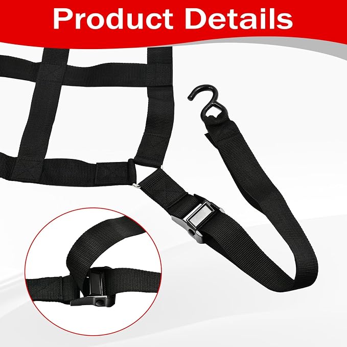 Heavy Duty 42" x 50" Truck Bed Cargo Net with Adjustable Cam Buckles & S-Hooks,3.5' x 4.17' Cargo Net with 1100LBS Capacity for Pickup Truck Bed Trailer SUV Jeeps