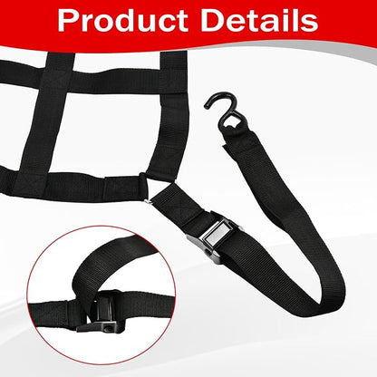 Heavy Duty 42" x 50" Truck Bed Cargo Net with Adjustable Cam Buckles & S-Hooks,3.5' x 4.17' Cargo Net with 1100LBS Capacity for Pickup Truck Bed Trailer SUV Jeeps