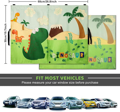 Car Window Shades with Cute Patterns, 2pcs Magnetic Car Curtains for Privacy Protection Full Covers/Half Shade Options, Auto Sunshades Sunglare/UV Blocker