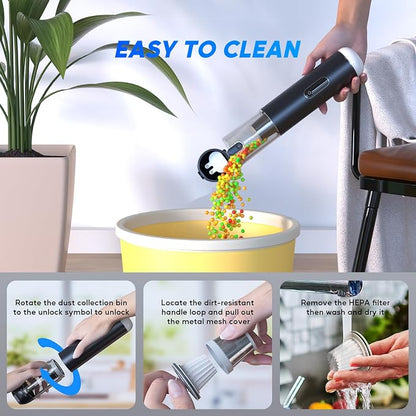 Car Vacuum Cleaner, Portable Cordless Handheld Vacuum with 18,000PA Suction, 3 Power Modes, Metal Body & LCD Display & LED Light, Mini Vacuum for Car, Home, Office, and Pet Cleaning