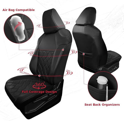 FREESOO for Toyota Corolla Seat Covers L LE XLE, LE Eco Sedan 2014 2015 2016 2017 2018 2019, Luxury Leather Seat Covers for Cars, Custom Fit Car Seat Covers, Waterproof Seat Cover, Black Full Set