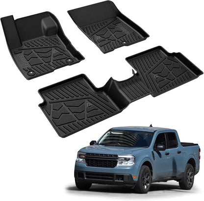 LASFIT Floor Mats for Ford Maverick 2022-2025 2026 (for EcoBoost Gasoline Models Only) All Weather Car Floor Pretoctor TPE Truck Liners for Ford Maverick Gas, 1st & 2nd Row Black