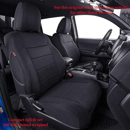 coverdream 2nd Gen Tacoma Seat Covers Custom Fit for 2012-2015 Toyota Tacoma Double Cab/Crew Cab (TRD Sport Seats),Fully Covered Polyester Truck Seat Protector-Full Set(Black)