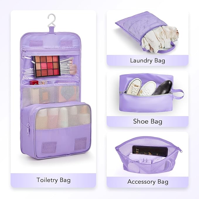 OlarHike 10-Pack Compression Packing Cubes for Travel Essentials,Compressible Expandable Packing Cubes for Suitcase,Luggage Garment Bags for Travel,Handy Helper for Organizing Clothes(Light Purple)
