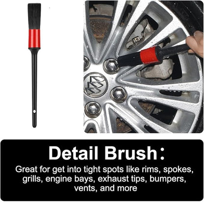 Fitosy Wheel Rim & Tire Brush Set, Soft & Stiff Bristle Wash Cleaning Supplies Kit for Car Body Exterior Surface, Carpet, Truck,SUV,RV,Motorcycle