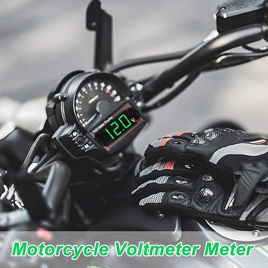 2 Pieces DC 4 to 28V Car Digital Voltmeter 12V Voltage Meter Car Audio Gauge LED Display 12V Waterproof Voltage Gauge Meter for Motorcycle(Green Light)