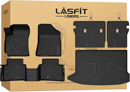 LASFIT Floor Mats & Backrest Mats & Cargo Mat for Hyundai Kona Gas 2018-2023 /Kona N 2023 2022 (Not Fit EV), All Weather TPE Custom Fit Floor Liners Car Mats & Trunk Mats Accessories, Black