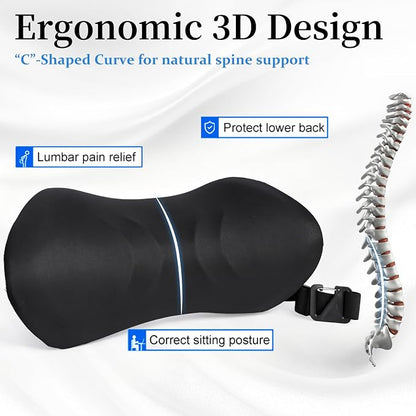 Lumbar Support Pillow for Office Chair - Lumbar Pillow for Car, Memory Foam Ergonomic Lumbar Support Pillow for Car Back Support for Office Chair Back Support Cushion