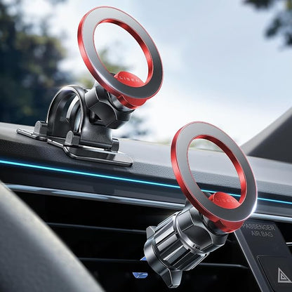 LISEN for MagSafe Car Mount,Car Accessories for Women Men [2025 Ultra] Magnetic Phone Holder for Car 360 Dashboard Vent Phone Mount for Car Organization iPhone 16 15 14 13 12 Pro Plus Mini,Red