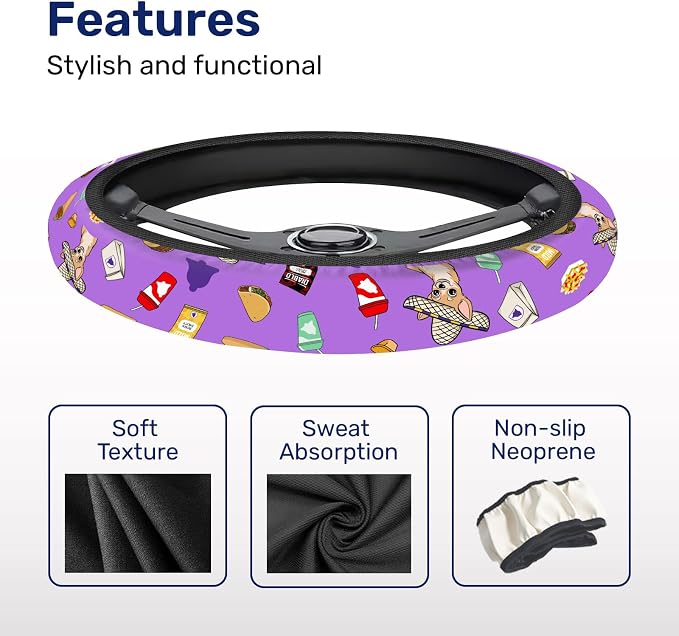 GENANY Fast Food Steering Wheel Cover, Non Slip Polyester Car Wheel Protector for Car SUV Truck, Universal 15 Inch
