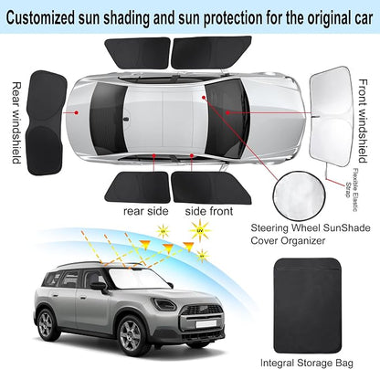 TINGLU Window Shades for Mini Countryman Cooper F66 SUV 2024-2026 Accessories Car Side Full Windows Rear Triangular Windshield Sun Shade Sun UV Rays & Privacy Protection for Camping 6PCS