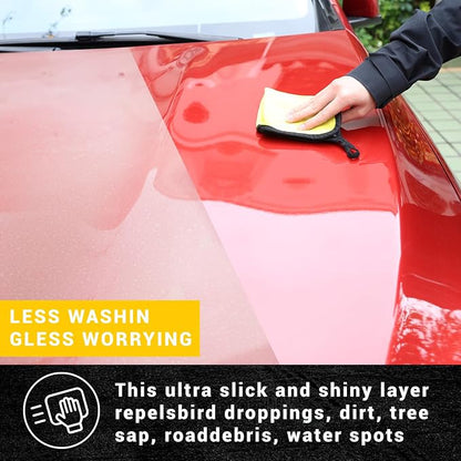 Car Paste Wax High Gloss Shine, Long Lasting Paint Protection, Superior Hydrophobic Water Repelling Properties, Natural Wax for Minor Scratch Repair and UV Protection, Safe for All Vehicles(Red)