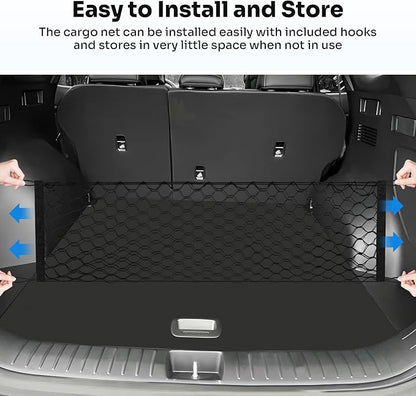 Canvcle Trunk Cargo Net for 2023-2025 2026 Kia Sportage Accessories Envelope Style Mesh Trunk Net Organizer and Storage Stretchable Adjustable Elastic Nylon Rear Cargo Netting with Hooks