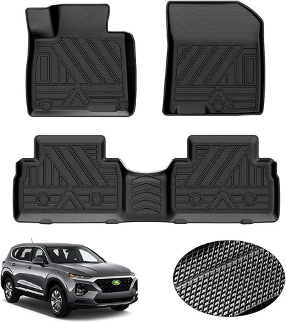 KUST Floor Mats for 2019-2020 Hyundai Santa Fe (5 Passenger Models), for Santa Fe All Weather Floor Mats, TPE Floor Liners, Front Rear 2 Row High Edges, Non-Slip