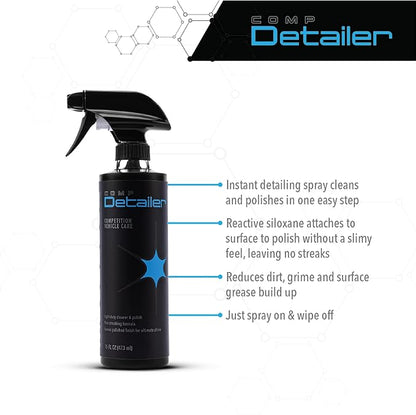 Molecule Competition Detailer Spray | Instant Car Shine Spray for Detailing Kits | Cleans & Polishes Auto Surfaces | Resists Dirt Buildup | Car Accessories Safe | 16 Ounces