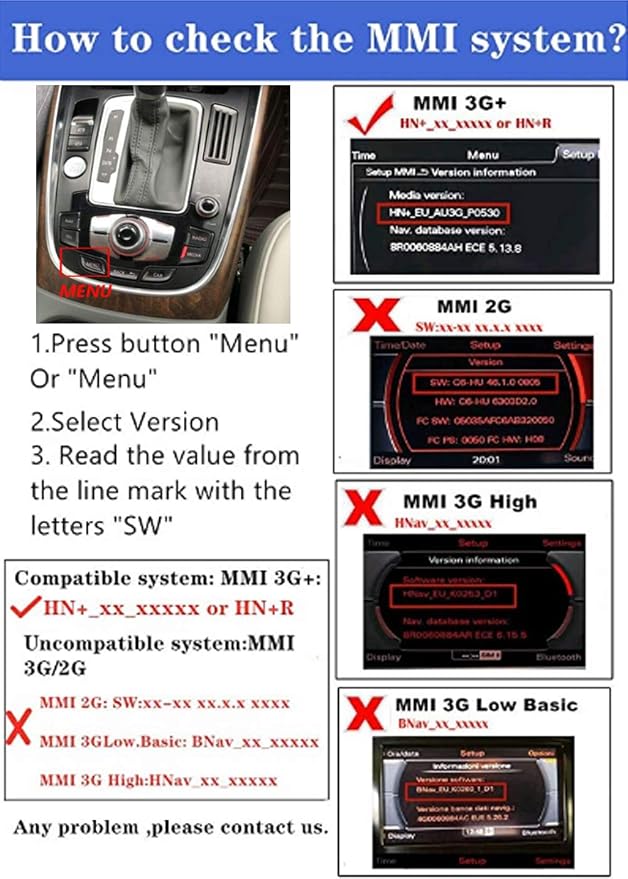 AMI Bluetooth Audio Adapter for Audi MDI MMI 3G System, Wireless Audio Music Interface Cable Adapter for VW Audi A3 A4 A7 R7 S5 Q7 A6L A8L A4L Series for MMI 3G System Only