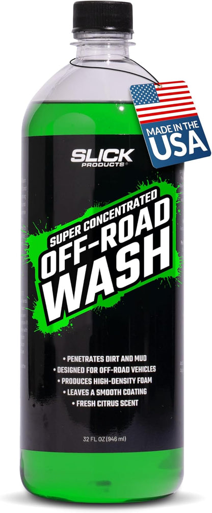 Slick Products Total Off-Road Wash Super Concentrate – Thick Foaming Car Wash Soap with Hybrid-Ceramic Formula for Dirt Bikes ATV UTV Trucks Jeeps and More – Foam Cannon Ready – 32 oz