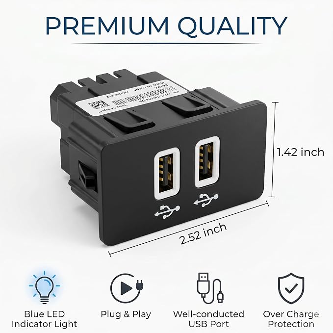 HC3Z-19A387-B/HU5Z-19A387-A, Carplay Dual USB Hub, Compatible with Ford SYNC 3 System Models, Supports Apple CarPlay, Android Auto Phone Charging, Plug and Play,