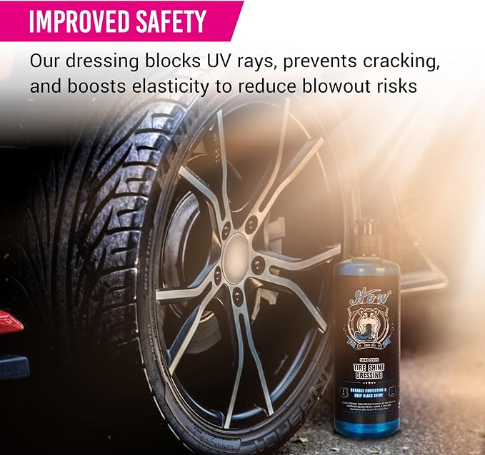 H.O.W AUTO DETAILING & CARE H.O.W 8 oz Wet Tire Shine Dressing，Tire Coating for Wheel Shine
