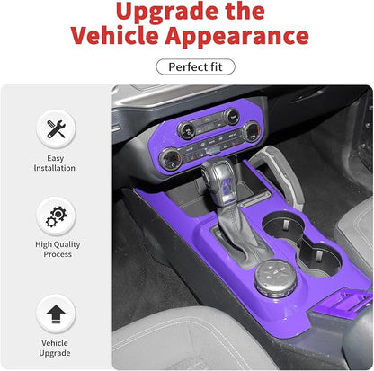 9PCS Full Set Interior Trim Kit Fit for Ford Bronco 2021-2024 4 Door,Center Console Gear Shift Panel Inner Door Handle (Purple)