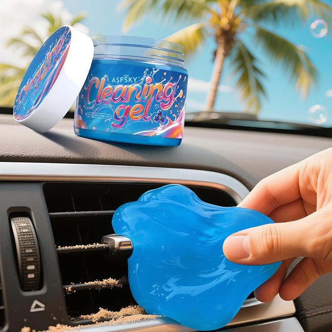 ASFSKY Car Cleaning Gel (Blue,Blueberry) Cleaning Putty Universal Dust Cleaning Car Interior Cleaner Keyboard Dust Remover Car Slime Gifts for Men Women girl（1 pack）