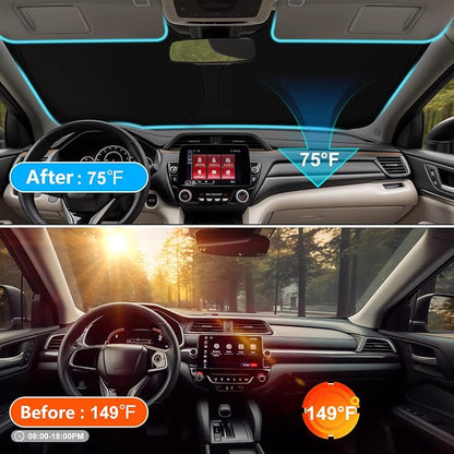 Car Sun Shade for 2023 2024 2025 2026 Honda CRV Windshield Sun Shade, Sun Visor Windshield Screen Cover for Honda CR-V Front Window Sunshade Foldable Auto Interior Accessories UV Block to Keep Cool