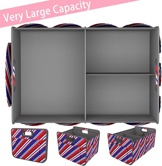 Homeve Car Trunk Organizer for SUV, 18.5Gal Large Capacity No-Sag Heavy Duty, Foldable Waterproof Anti-Slip Storage with 12 Pockets, Fit Sedan, Truck, Universal Car Accessories, Red Blue Twill, Large