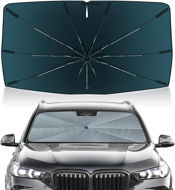 Autorder Windshield Sun Shade Umbrella for 2019-2025 BMW X5 Accessories,Upgraded Ice Crystal Material,Easy Setup Umbrella Sunshade for Car Windshield,100% Sun Blocking
