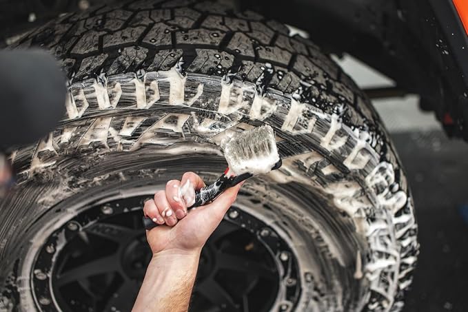 Detail Factory - ProGrip Tire Brush - Ergonomic ProGrip Handle, Stiff Synthetic Bristles, Ergonomic Design, Clean Your Tires with Ease - Octane Ectoplasm