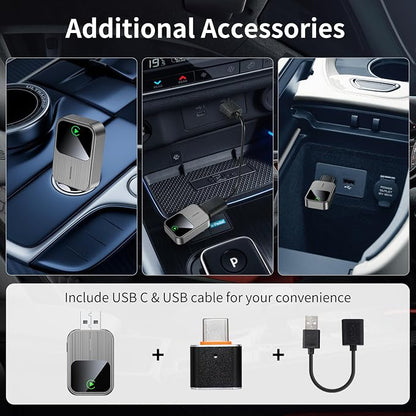 Wireless CarPlay Adapter-2025 Upgrade Built-in Wired CarPlay to Car Play Wireless Easy Use Plug&Play Fast Stable Connection Mini USB&Reset Button Design for Cars After 2016 (Only for iPhone)