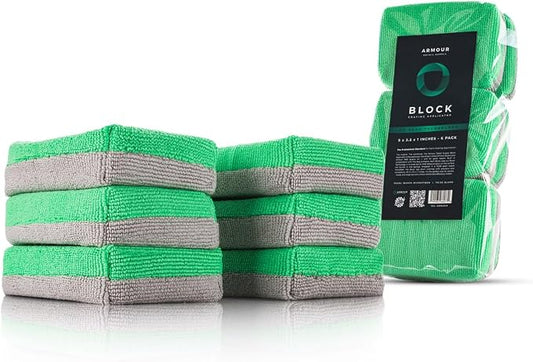 Armour Detail Supply - Block Coating Applicator - Premium Microfiber Suede Car Detailing Pads for Ceramic Coating, Graphene, Wax, and Sealant Application - 6 Pack