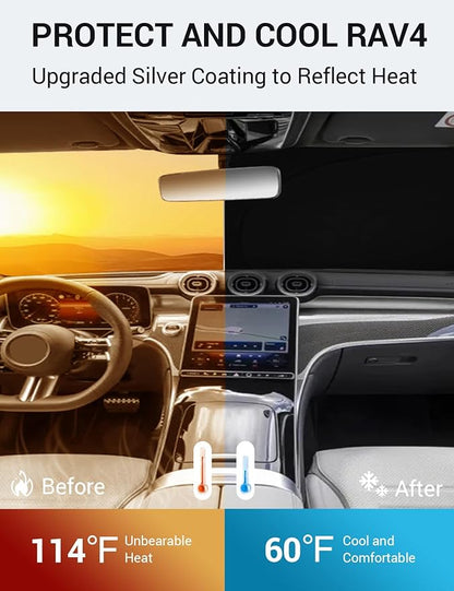 Proadsy 2026 Upgrade Windshield Sun Shade Custom Fit Mercedes-Benz GLC 2023-2025 2026 Foldable Front Sunshade Protector Sun Visor Blocks UV Rays Keep Car Cooler Accessories