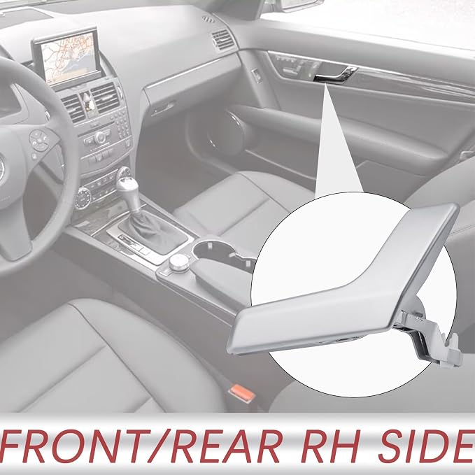 Metal Interior Door Handle Repair Kit | Compatible with Mercedes-Benz W204 X204 C230 C250 C280 C300 C63 GLK250 GLK280 GLK300 | Inside Inner Front or Rear Right Passenger Side Door Lever Matter Sliver