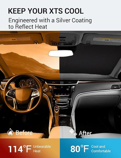Proadsy 2026 Upgrade Windshield Sun Shade Custom Fit 2013-2019 XTS Foldable Front Sunshade Protector Sun Visor Blocks UV Rays Keep Car Cooler