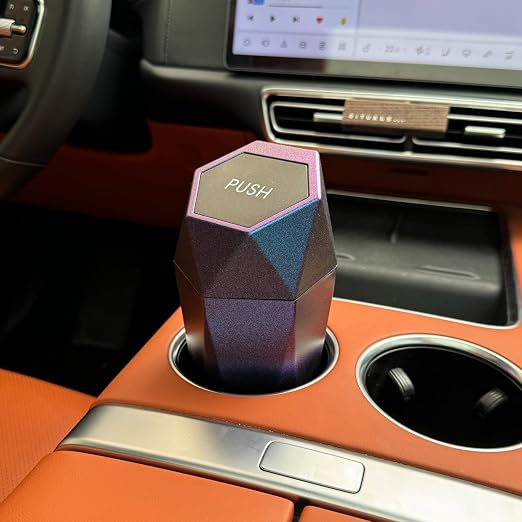 Ginsco Car Trash Can with Lid, 2 Pack Mini Car Trash Can Cup Holder, Cars Garbage Can Car Accessories for Interior, Leakproof Car Trash Bin, Multipurpose Trash Can for Cars, Home (Iridescent Blue)