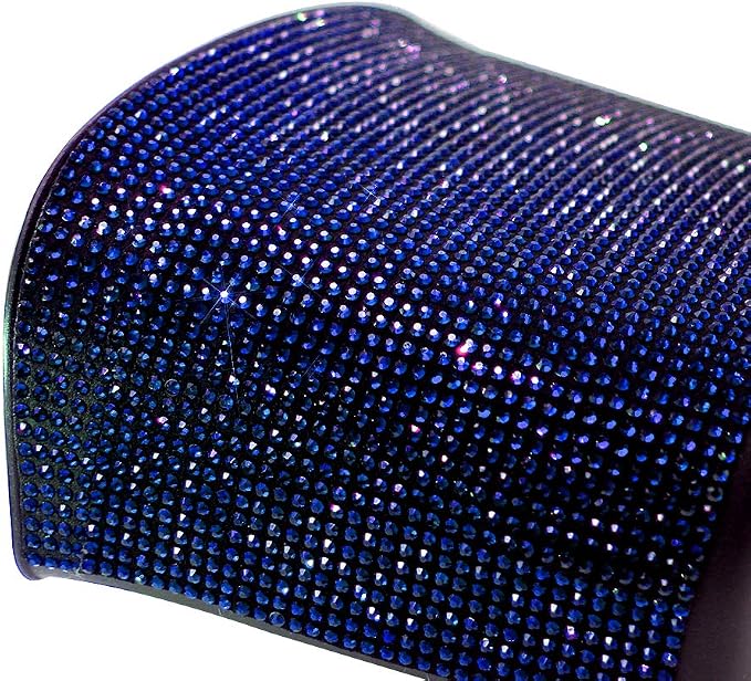Bling Crystal Car Trash Can Auto Hanging Car Trash Can Sparkling Storage Holder Litter Container for Vehicle Office Home (Blue)